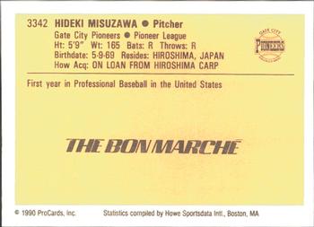 1990 ProCards #3342 Hideki Misuzawa Back