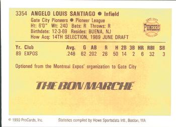 1990 ProCards #3354 Angelo Santiago Back