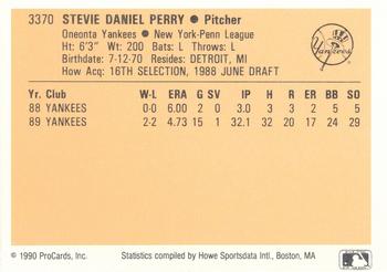 1990 ProCards #3370 Steve Perry Back
