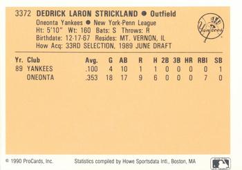 1990 ProCards #3372 Dedrick Strickland Back