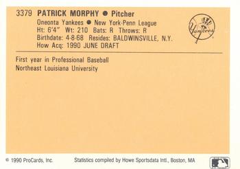 1990 ProCards #3379 Pat Morphy Back