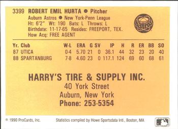 1990 ProCards #3399 Bob Hurta Back