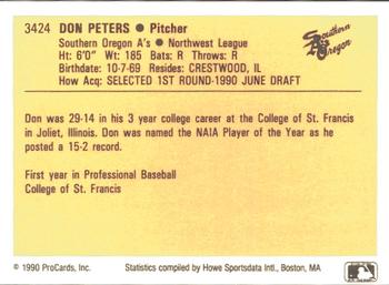 1990 ProCards #3424 Don Peters Back