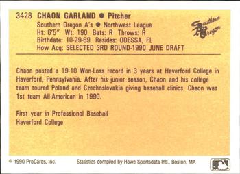 1990 ProCards #3428 Chaon Garland Back