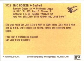 1990 ProCards #3429 Eric Booker Back