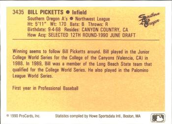 1990 ProCards #3435 Bill Picketts Back