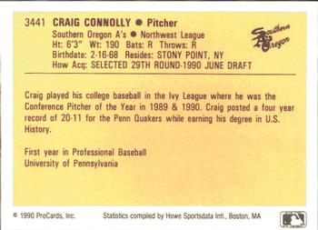 1990 ProCards #3441 Craig Connolly Back