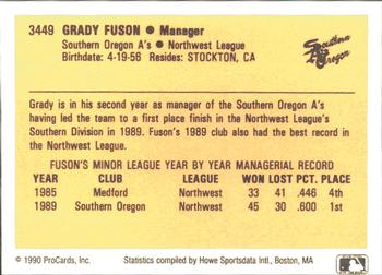 1990 ProCards #3449 Grady Fuson Back