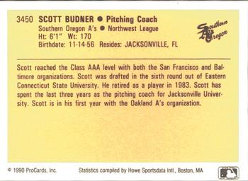 1990 ProCards #3450 Scott Budner Back