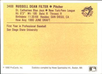 1990 ProCards #3468 Rusty Filter Back
