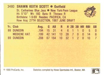 1990 ProCards #3480 Shawn Scott Back