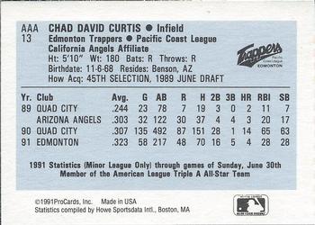 1991 ProCards Triple A All-Stars #AAA13 Chad Curtis Back