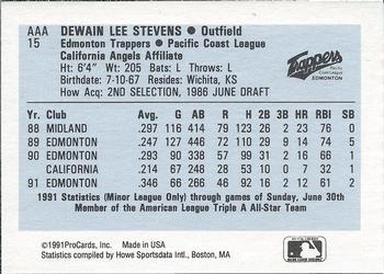 1991 ProCards Triple A All-Stars #AAA15 Lee Stevens Back