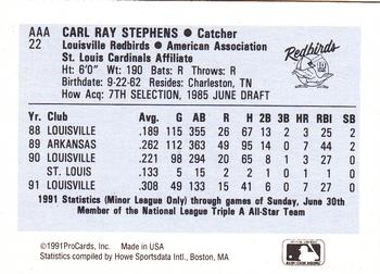 1991 ProCards Triple A All-Stars #AAA22 Ray Stephens Back