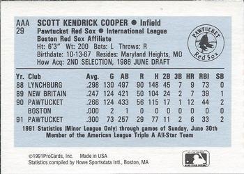 1991 ProCards Triple A All-Stars #AAA29 Scott Cooper Back