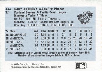 1991 ProCards Triple A All-Stars #AAA37 Gary Wayne Back