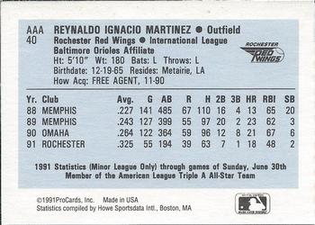 1991 ProCards Triple A All-Stars #AAA40 Chito Martinez Back