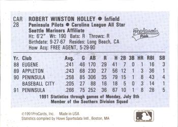 1991 ProCards Carolina League All-Stars #CAR28 Bobby Holley Back