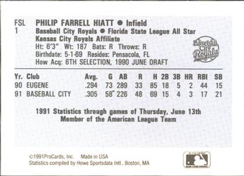 1991 ProCards Florida State League All-Stars #FSL1 Phil Hiatt Back