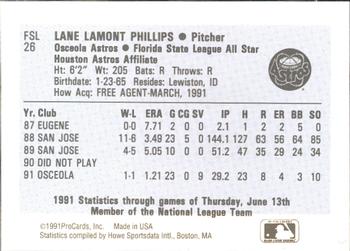 1991 ProCards Florida State League All-Stars #FSL26 Montie Phillips Back