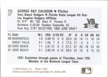1991 ProCards Florida State League All-Stars #FSL37 Ray Calhoun Back