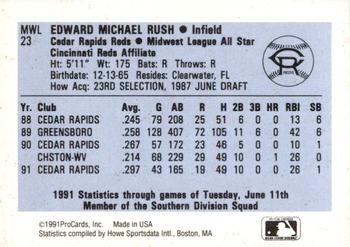 1991 ProCards Midwest League All-Stars #MWL23 Eddie Rush Back