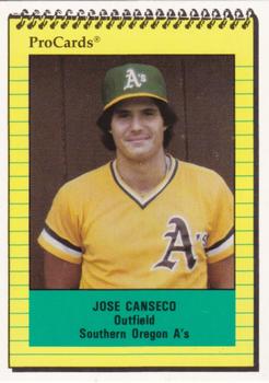 1991 ProCards Southern Oregon A's Anniversary #SOA1 Jose Canseco Front