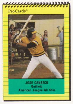 1991 ProCards Southern Oregon A's Anniversary #SOA14 Jose Canseco Front