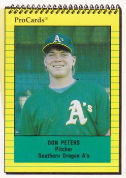 1991 ProCards Southern Oregon A's Anniversary #SOA26 Don Peters Front
