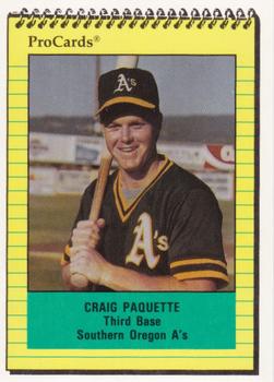 1991 ProCards Southern Oregon A's Anniversary #SOA29 Craig Paquette Front