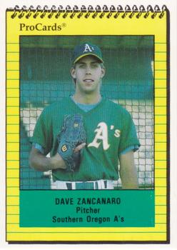 1991 ProCards Southern Oregon A's Anniversary #SOA35 Dave Zancanaro Front