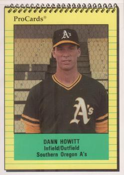 1991 ProCards Southern Oregon A's Anniversary #SOA17 Dann Howitt Front