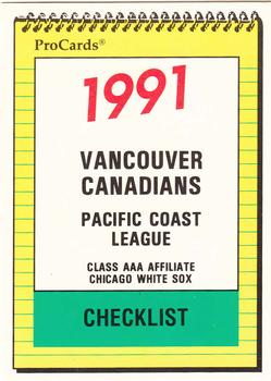1991 ProCards #1612 Checklist Front
