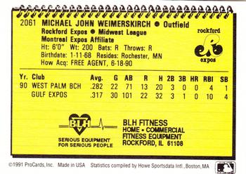1991 ProCards #2061 Mike Weimerskirch Back