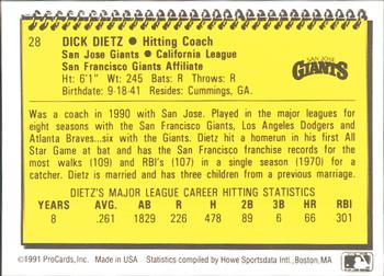 1991 ProCards #28 Dick Dietz Back
