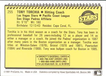 1991 ProCards #255 Tony Torchia Back