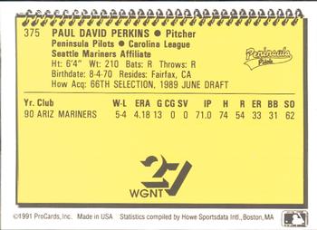1991 ProCards #375 Paul Perkins Back