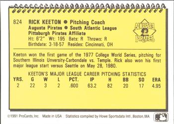 1991 ProCards #824 Rick Keeton Back