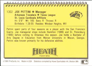 1991 ProCards #1302 Joe Pettini Back