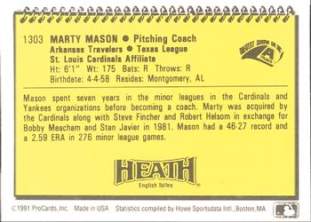 1991 ProCards #1303 Marty Mason Back
