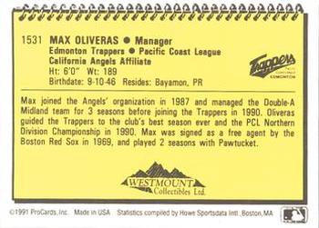1991 ProCards #1531 Max Oliveras Back