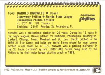 1991 ProCards #1640 Darold Knowles Back