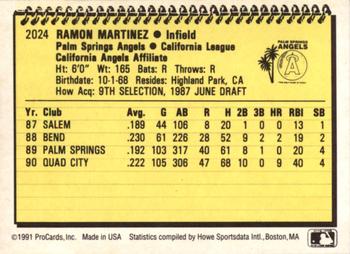 1991 ProCards #2024 Ray Martinez Back