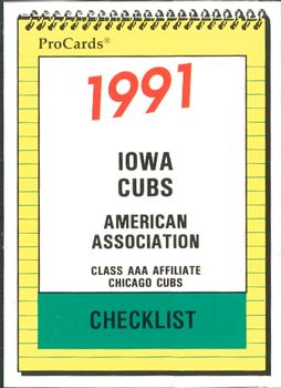1991 ProCards #2233 Checklist Front