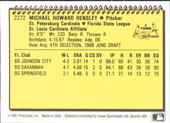 1991 ProCards #2272 Mike Hensley Back