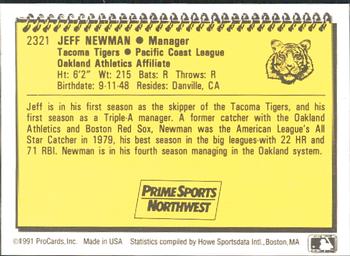 1991 ProCards #2321 Jeff Newman Back
