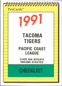 1991 ProCards #2323 Checklist Front