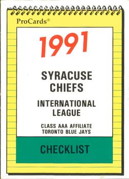 1991 ProCards #2499 Checklist Front