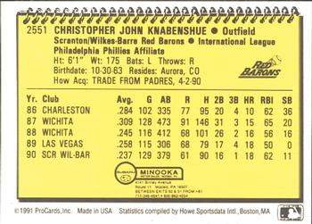 1991 ProCards #2551 Chris Knabenshue Back