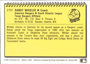1991 ProCards #2707 Randy Whisler Back